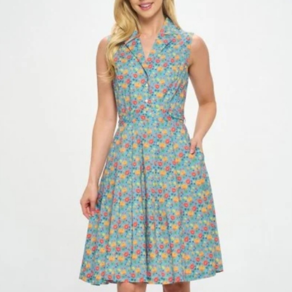 Chic Floral Button-Up Midi Dress